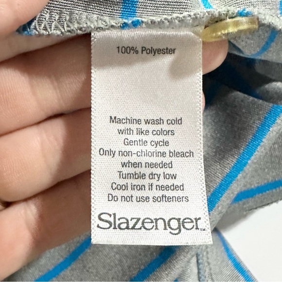 Slazenger Golf Men's Blue and Gray Striped Golf Polo - XXL - Picture 5 of 5